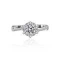 Classic round halo engagement ring with twisted pavé band and sparkling moissanite stone - Starry Snowflake 1 Carat / Adjustable Open