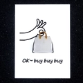 White trapezoid handbag pendant with gold hardware on a creative 'OK' gesture card - Bag + Card / White Crystal