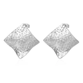Elegant square striped stainless steel stud earrings in polished silver finish - Dotted Square Earrings Steel (MS-564)