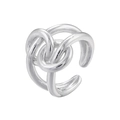 Detail of silver twisted knot ring showing intricate metallic braided texture and shine - Intertwined Wrapped Knot Design (VJ647 White Gold Color)