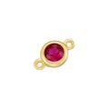 Close-up of golden circular connector with faceted red gemstone for DIY jewelry making - Red