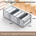 Grey 7-compartment nylon drawer organizer for leggings with side handle and reinforced edges - Gray Portable 7-Grid Leggings Organizer (Thickened)