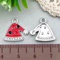 Christmas hat charms in red enamel and silver metal with sizing ruler measurement - 1Pc Red Christmas Hat