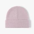 Pinkish purple knit beanie with a thick ribbed texture and stylish cuffed design - One Size / Soft Pink (24B041)