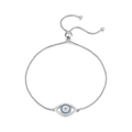 925 sterling silver evil eye bracelet with blue and white cubic zirconia accents - 925 Silver / Style 5 / White Gold