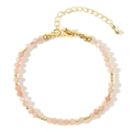 Bohemian natural stone beaded bracelet in pale pink with gold lobster clasp closure - Nude Pink (B-B24071902G)