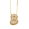 Collar chapado en oro con cadena de caja y colgante de letra B con circonitas micro pavé - Letra B / Dorado