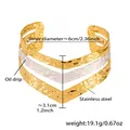 Specifiche dettagliate del bracciale rigido in acciaio inossidabile con finitura martellata - Stile Onda a Forma di V a 3 Strati (Z464) / Bicolore Oro e Argento