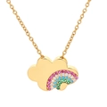 Gold cloud rainbow necklace with colorful zircons on a delicate minimalist chain - Gold