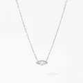 Minimalist stainless steel necklace featuring a marquise-cut crystal in silver finish - Silver Single Stone Clavicle Chain (PD1895)