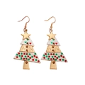 Golden Christmas tree earrings with colorful rhinestones and festive star topper - 18 KC Gold 11066