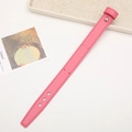 Close-up of pink leather wrist strap with metal buckle and holes on white tabletop - Without Rivets / Rose Pink