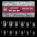 Detailed size chart for matte coffin false nail tips showing precise length and width data - Style 12