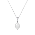 Minimalistische s925 Sterlingsilber Halskette mit einer natürlichen Barockperle Anhänger - Ovalperle Einfache Einzelanhänger Halskette (Silber)
