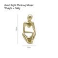 Scultura moderna astratta pensatore in oro opaco altezza 13cm modello che pensa a destra - Mini Pensatore Destro / Oro