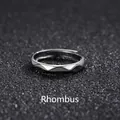 Adjustable silver ring with geometric rhombus facets and a polished finish for men - Rhombus-Geometric Facet