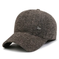Winter thermal baseball cap in dark brown tweed wool with a metallic Best logo badge - Letter Label / Coffee with Letter Label