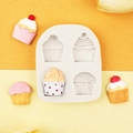 Ice cream cupcake silicone mold with four cavities for fondant and chocolate cake decorating - Gray