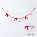 Red and pink velvet bow banner 180cm festive party garland decoration for holiday events - Red and Pink