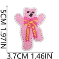Detail of pink embroidered bear patch with I Love You text and 5cm height dimensions - Pink I LOVE YOU Bear