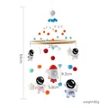 Space theme baby crib mobile with astronaut pendants and felt balls on wooden ring - Astronaut Mobile