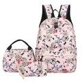 Rosa Rucksack-Set mit Blumenmuster, Kühltasche und Mäppchen mit Vogel- und Schmetterlingsprint - Rosa
