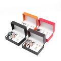 Premium flip leather watch gift box set with jewelry accessories in four colors - 16.5*10.5*7cm / Black
