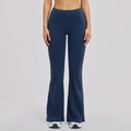Dunkelblaue Schlaghose für Yoga mit hoher Taille und elastischer Kompression - S / Marineblau