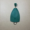 Green leather key cover with embossed deer head pattern and metal ring holder - Green Embossed