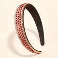 Sparkling red and white crystal headband with gold metal base and black inner lining - Red Rhinestone / Red