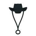 Black cowboy hat silicone straw topper with adjustable strap for 6-10mm straws - 1 Piece / Lanyard Cowboy Hat Black