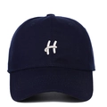 Classic navy cotton baseball cap with white 3D embroidered H letter for outdoor sports - Navy Blue