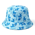 Kids shark print bucket hat in light blue cotton fabric for sun protection - 51-52CM(2-4 Years Old) / Light Blue Whale