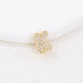 Detailed close-up of gold-plated letter K pendant encrusted with sparkling white zircons - K (Single Pendant)