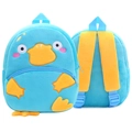 Blue plush cartoon duck backpack for kids with adjustable yellow shoulder straps - Blue Duck
