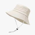 Off-white wide brim sun bucket hat with adjustable windproof drawstring for outdoor use - M (56-58cm) / Beige