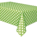 Grass green rectangular tablecloth with large white polka dots for birthday parties - Light Green Polka Dot