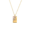 Diagonal Shell Sun Star Tarot Necklace - Gold - White Shell