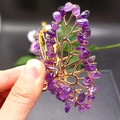 Handmade golden butterfly hair claw clip with natural purple crystal quartz stones - Amethyst Gold Butterfly