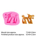 Pink silicone dragon mold and gold finish ornament for cake fondant and DIY crafts - B169 / Pink