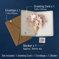 3D pop-up thank you flower card set with light green base and kraft envelope - Violet Style / Beige Series