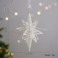 White glitter 3D star Christmas ornament with hanging string, 13cm height dimensions - Explosion Star (New)
