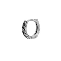 Vintage oxidized stainless steel hoop earring with engraved floral patterns for men - 3# Retro Carved Steel Color Single