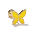 Golden butterfly cartilage stud earring with bright yellow enamel and ball screw back - Yellow Butterfly