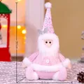Pink sequined Christmas gnome plush doll 30cm, festive decoration for holiday display - Sitting Santa