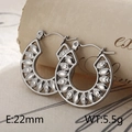 Orecchini a cerchio in acciaio inossidabile argento con motivo a foglie, diametro 22mm - Argento