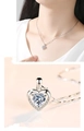Elegant S925 silver heart necklace with zircon pendant on model and macro view - Micro-Pave Heart Zirconia Pendant + O-Chain