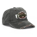Détail de la casquette vintage avec texture en coton délavé et patch de broderie - Taille Unique(Réglable) / Gris Foncé (D)