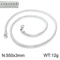 Sleek 3mm silver stainless steel square snake chain necklace with 550mm length and clasp - Silver 550x3mm(KN203634-Z)