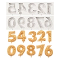 0-9 digital silicone mold set for golden floral embossed cake toppers and candles - Full Set 0-9 / Gray